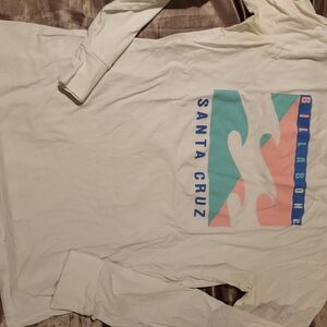 Billabong White Long Sleeve Tee with Blue and Pink Accents